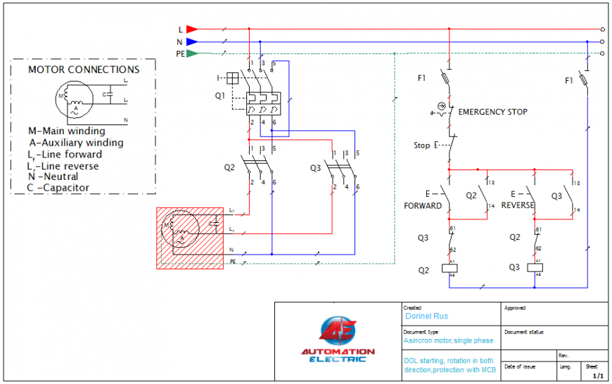 Forward-Reverse Single phase motor starting | Automation-Electric