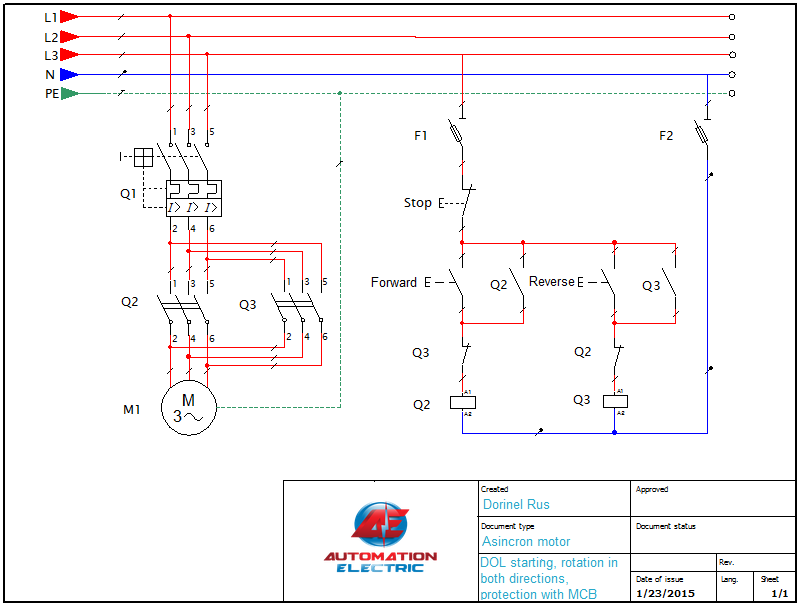 Forward-Reverse Direct ON Line (DOL) starting | Automation-Electric